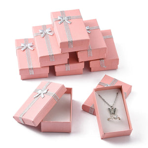 24pcs Valentines Bowknot Cardboard Jewelry Boxes DIY Packing Supplies