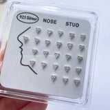 Sterling Silver 925 CZ Triangle Nose Studs Rings Piercing Body Jewelry
