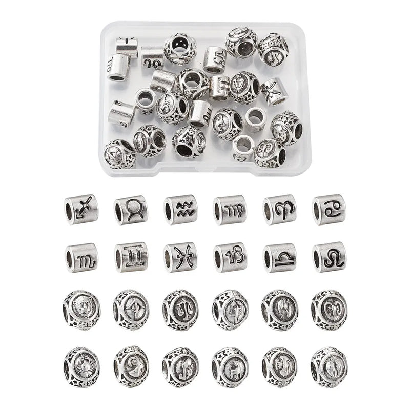 12pc Zodiac Sign Spacer Beads Constellations Pattern European Beads