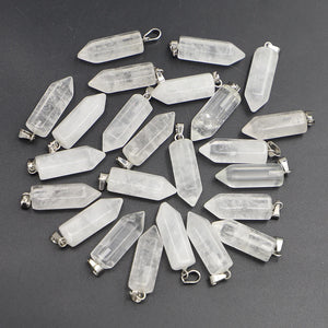 24pcs 2023 Stone Crystal Pillar Hexagonal Pendants DIY Necklace Earring