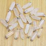 24pcs 2023 Stone Crystal Pillar Hexagonal Pendants DIY Necklace Earring