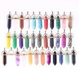 24pcs Natural Stone Crystal Bullet Necklace Pendant