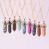 24pcs Natural Stone Crystal Bullet Necklace Pendant