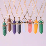 24pcs Natural Stone Crystal Bullet Necklace Pendant