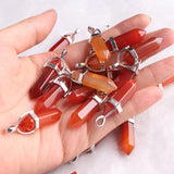 24pcs Natural Stone Pendant Carnelian Red Agates Quartz Necklaces