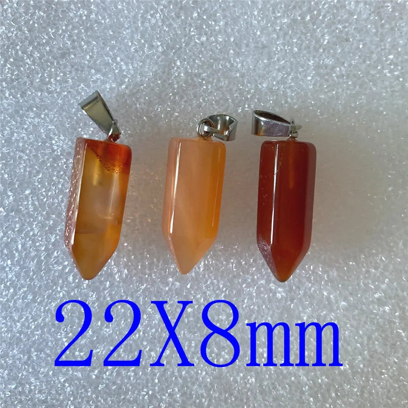 24pcs Natural Stone Pendant Carnelian Red Agates Quartz Necklaces