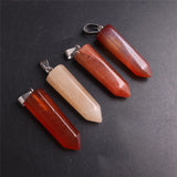 24pcs Natural Stone Pendant Carnelian Red Agates Quartz Necklaces