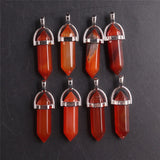 24pcs Natural Stone Pendant Carnelian Red Agates Quartz Necklaces
