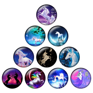 24pcs Unicorn Magic Horse Glass Cabochons DIY Jewelry Making Findings