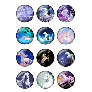 24pcs Unicorn Magic Horse Glass Cabochons DIY Jewelry Making Findings