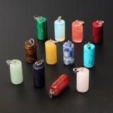 24pcs Natural Hand Carved Crystal Tube Healing Point Chakra Pendulum Charms