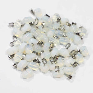 24pcs Natural Opal Stone Hexagonal Pillar Necklaces Pendants