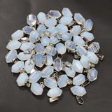 24pcs Natural Opal Stone Hexagonal Pillar Necklaces Pendants