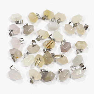 24pcs Grey Agate Hexagonal Pillar Necklaces Pendants Charms DIY Jewelry