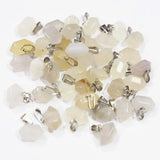 24pcs Grey Agate Hexagonal Pillar Necklaces Pendants Charms DIY Jewelry
