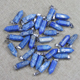 24pcs Natural Stone Necklace Hexagonal Pillar Pendant Reiki Charm DIY Jewelry
