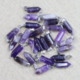 24pcs Natural Stone Necklace Hexagonal Pillar Pendant Reiki Charm DIY Jewelry