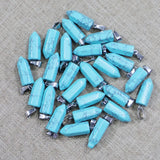 24pcs Natural Stone Necklace Hexagonal Pillar Pendant Reiki Charm DIY Jewelry