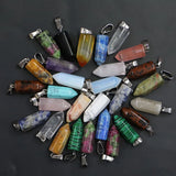 24pcs Natural Stone Necklace Hexagonal Pillar Pendant Reiki Charm DIY Jewelry