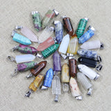 24pcs Natural Stone Necklace Hexagonal Pillar Pendant Reiki Charm DIY Jewelry