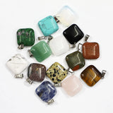 24pcs Natural Stone Square Necklace Pendants DIY Jewelry Accessories