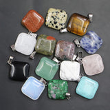 24pcs Natural Stone Square Necklace Pendants DIY Jewelry Accessories