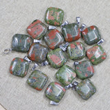 24pcs Natural Stone Square Necklace Pendants DIY Jewelry Accessories