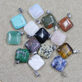 24pcs Natural Stone Square Necklace Pendants DIY Jewelry Accessories