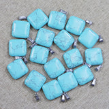 24pcs Natural Stone Square Necklace Pendants DIY Jewelry Accessories
