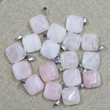 24pcs Natural Stone Square Necklace Pendants DIY Jewelry Accessories