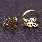 24pcs Stainless Steel Mix Styles Hollow Rings for Women High Women Jewelry
