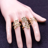24pcs Stainless Steel Mix Styles Hollow Rings for Women High Women Jewelry