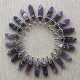24pcs Natural Stripe Amethysts Charms Hexagonal Healing Reiki Point Pendants