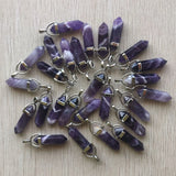 24pcs Natural Stripe Amethysts Charms Hexagonal Healing Reiki Point Pendants