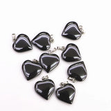 24pcs Natural Hematite Heart Pendant Bead for Stone Necklaces