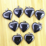 24pcs Natural Hematite Heart Pendant Bead for Stone Necklaces