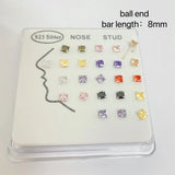 24pcs/pack Colorful CZ Zircon 925 Sterling Silver Nose Studs 3mm