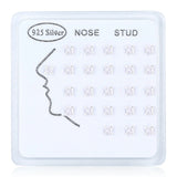 24pcs/pack Colorful CZ Zircon 925 Sterling Silver Nose Studs 3mm