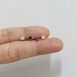 24pcs/pack Colorful CZ Zircon 925 Sterling Silver Nose Studs 3mm