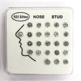 24pcs 925 Sterling Silver Vintage Rhinestone Sun Nose Rings & Studs