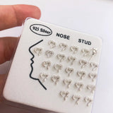 24pcs 925 Silver zircon love heart Nose Rings & Studs Piercing Jewelry