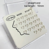24pcs 925 Silver zircon love heart Nose Rings & Studs Piercing Jewelry