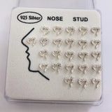 24pcs 925 Silver zircon love heart Nose Rings & Studs Piercing Jewelry