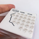 24pcs 925 Silver zircon love heart Nose Rings & Studs Piercing Jewelry