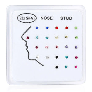 24pcs 925 Sterling Silver Nose Ring & Studs Body Jewelry for Women Girl