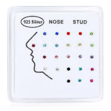 24pcs 925 Sterling Silver Nose Ring & Studs Body Jewelry for Women Girl