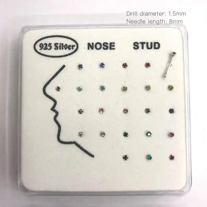 24pcs 925 Sterling Silver Nose Ring & Studs Body Jewelry for Women Girl
