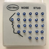 24pcs 925 Silver Evil Eye Nose Ring & Studs Body Jewelry for Women Piercing