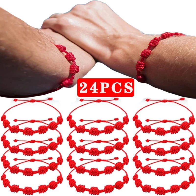 24pcs Red String Bracelet Lover Protection Lucky Amulet Friendship Braid Rope