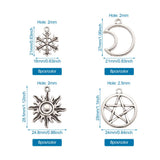 Tibetan Style Alloy Moon Sun Star Snowflake Pendants 24pcs 21x16x2mm 3colors
